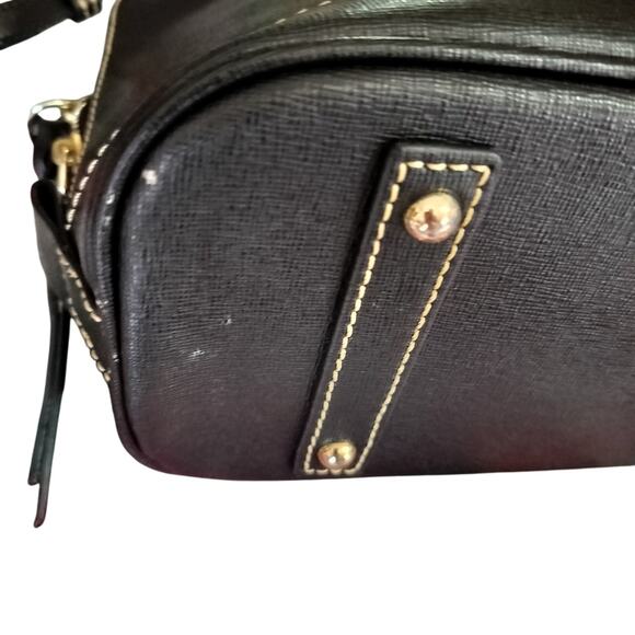 4756)Dooney & Bourke Black Saffiano Leather Doomed Zip Top Satchel Shoulder Bag - Picture 5 of 10